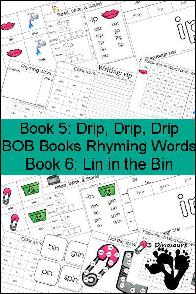 Early Reading Printables BOB Books Ryhming Words: Books 5 & 6 - 3Dinosaurs.com