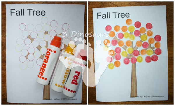 Using Dot Marker Printables: Fall Tree - 3Dinosaurs.com