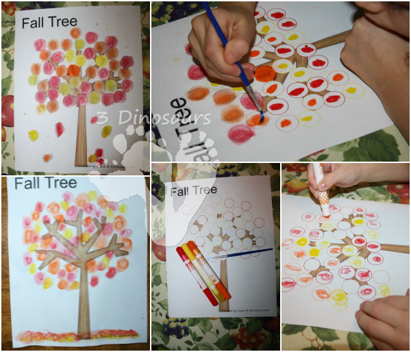 Using Dot Marker Printables: Fall Tree - 3Dinosaurs.com