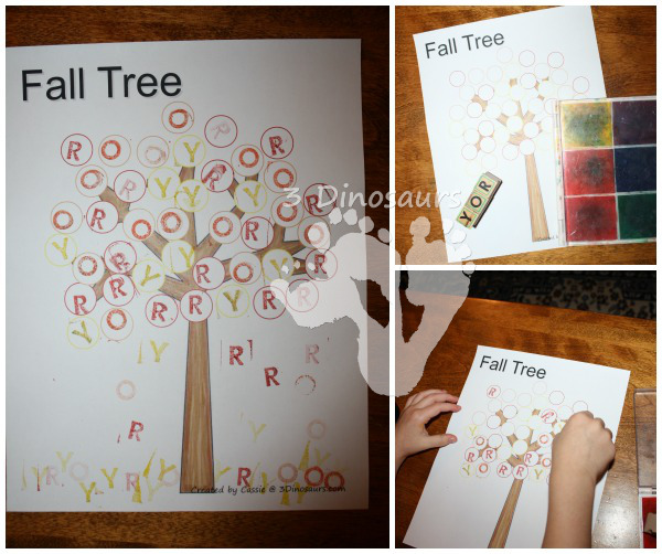 Using Dot Marker Printables: Fall Tree - 3Dinosaurs.com