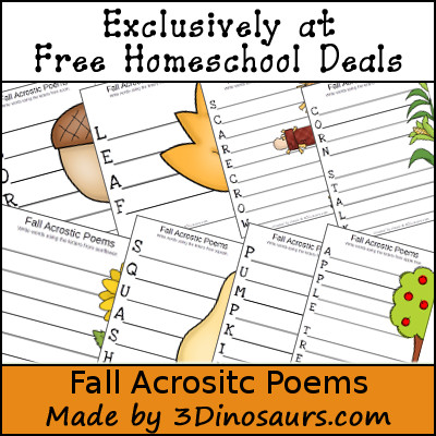 Free Fall Acrostic Poems - 3Dinosaurs.com