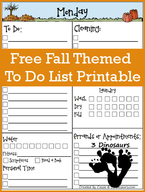 Free Fall Themed To Do List Printable - 3Dinosaurs.com