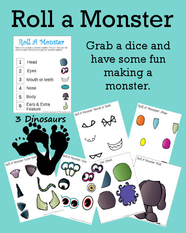 Free Roll A Monster Printable - 3Dinosaurs.com