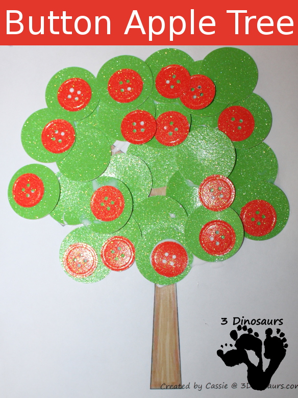 Button Apple Tree Craft  - 3Dinosaurs.com