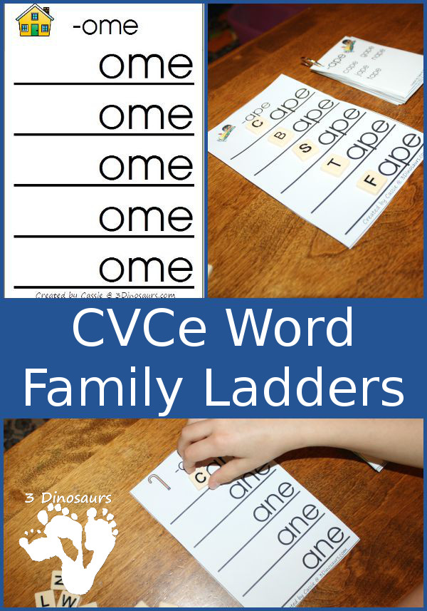 Free CVCe Word Family Ladders: -ace, -age, -ake, -ale, -ame, -ane, -ape, -ase, -ate, -ave, -ice, -ide, -ife, -ike, -ile, -ime, -ine, -ipe, -ise, -ite, -obe, -ode, -oke, -ole, -ome, -one, -ope, -ose, -ote, -ube, -ude, -ule, -une - 3Dinosaurs.com