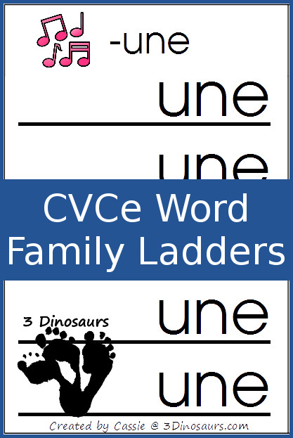 Free CVCe Word Family Ladders: -ace, -age, -ake, -ale, -ame, -ane, -ape, -ase, -ate, -ave, -ice, -ide, -ife, -ike, -ile, -ime, -ine, -ipe, -ise, -ite, -obe, -ode, -oke, -ole, -ome, -one, -ope, -ose, -ote, -ube, -ude, -ule, -une - 3Dinosaurs.com