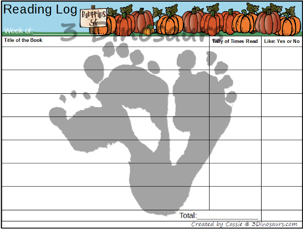 Free Weekly Fall 2015 Reading Charts: book bag and chapter books - apples, pumpkin and leaves themes  - 3Dinosaurs.com