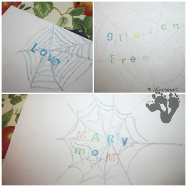 Stamping Words on Spider Webs - 3Dinosaurs.com