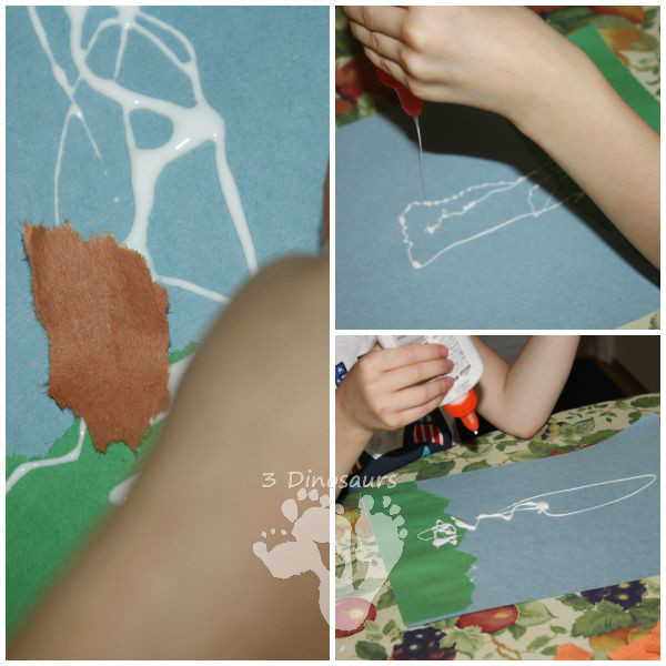 Torn Paper Fall Tree: great fine motor and craft together  - 3Dinosaurs.com