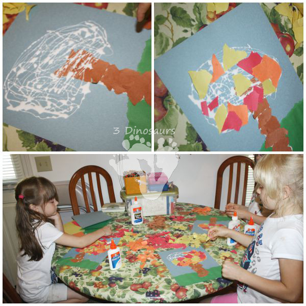 Torn Paper Fall Tree: great fine motor and craft together  - 3Dinosaurs.com