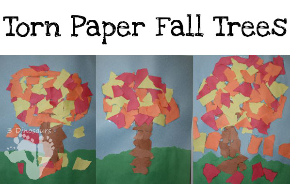 Torn Paper Fall Tree: great fine motor and craft together  - 3Dinosaurs.com