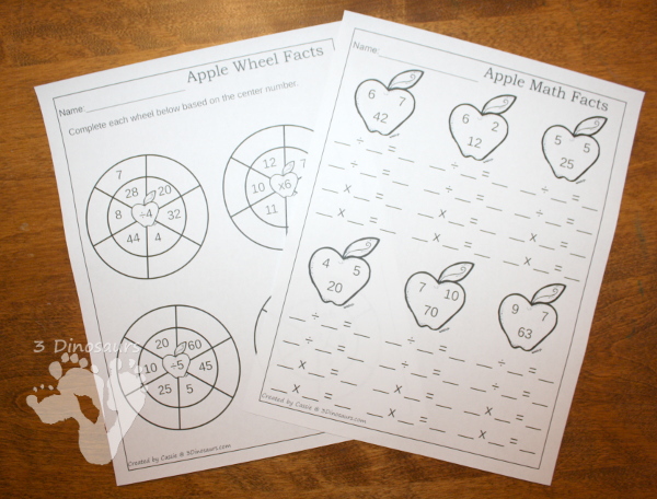 Apple Themed Multiplication and Division with no prep and hands on activities $ - 3Dinosaurs.com