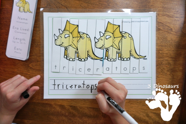 Free Spelling Dinosaurs Names With Dinosaurs Before Dark - a fun way to work on spelling dinosaur names with a fun activity - 3Dinosaurs.com