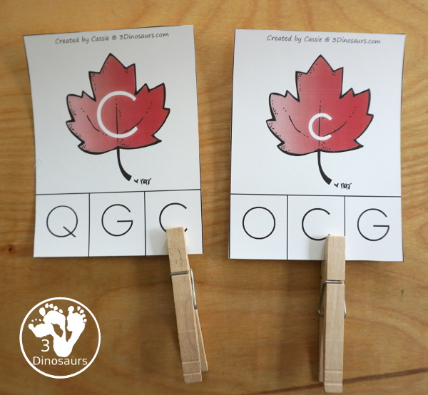 Leaf Activities Pack: Leaf Themed ABC Clip Cards- with all 26 letters of the alphabet with two types of cards with matching uppercase letter and matching lowercase to uppercase letter - 3Dinosaurs.com