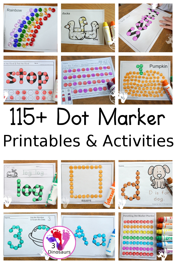 Dot Marker Activities & Printables on 3Dinosaurs.com