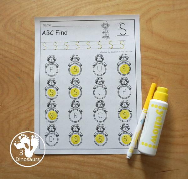 Easy No-Prep Scarecrow ABC Letter Find - easy no-prep printables with a fun scarecrow theme 52 pages with uppercase and lowercase $ - 3Dinosaurs.com