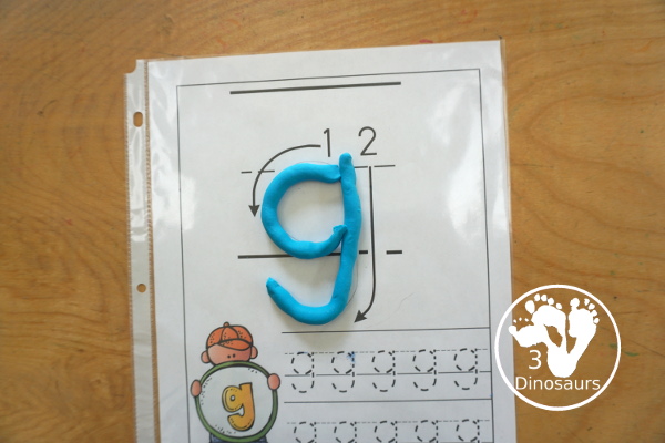 Free ABC Letter Tracing Pages Lowercase with Playdough Mats - with lowercase letters from a to z with two tracing options the letters for kids to use with guidelines for the playdough math. It has 52 pages of printables - 3Dinosaurs.com