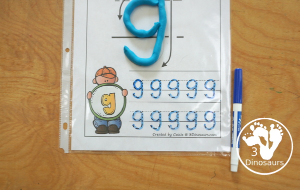 Free ABC Letter Tracing Pages Lowercase with Playdough Mats - with lowercase letters from a to z with two tracing options the letters for kids to use with guidelines for the playdough math. It has 52 pages of printables - 3Dinosaurs.com