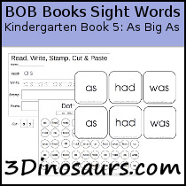 BOB Books Sight Words Kindergarten Book 5: As Big As - as, had, was - 3Dinosaurs.com