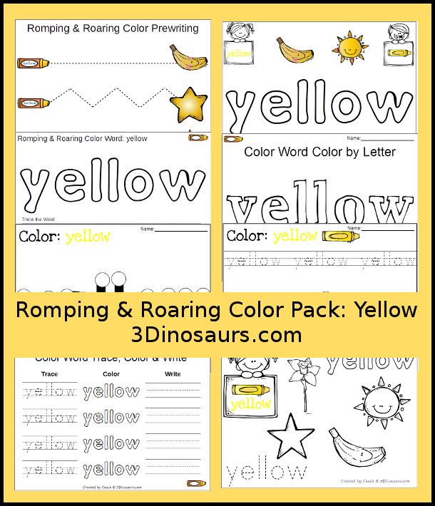 Free Romping & Roaring Color Pack Yellow - 3Dinosaurs.com