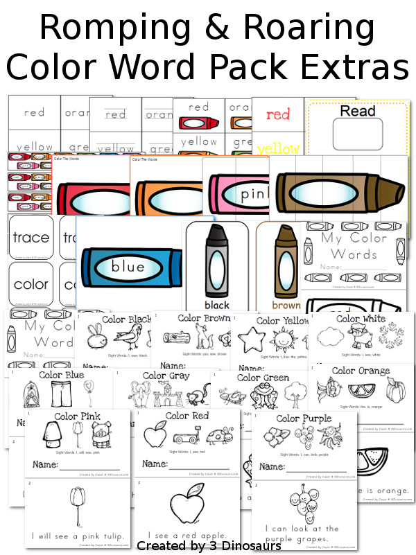 Romping & Roaring Color Word Pack extras - in the selling set only width=