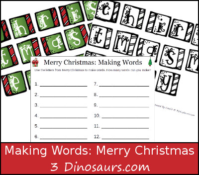 Free Making Words: Merry Christmas Printable - 3Dinosaurs.com