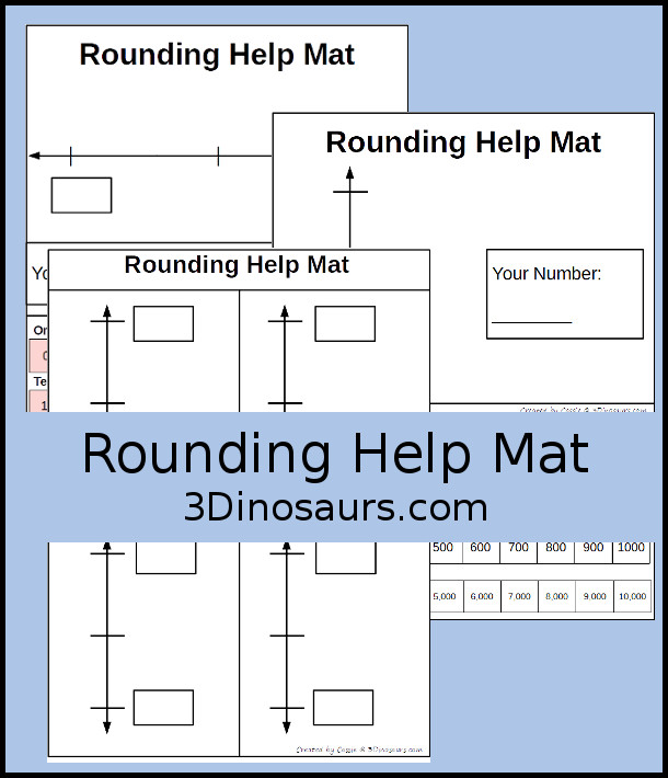 Free Rounding Help Mat - 3 mat to help kids with rounding in color and black and white options. - 3Dinosaurs.com