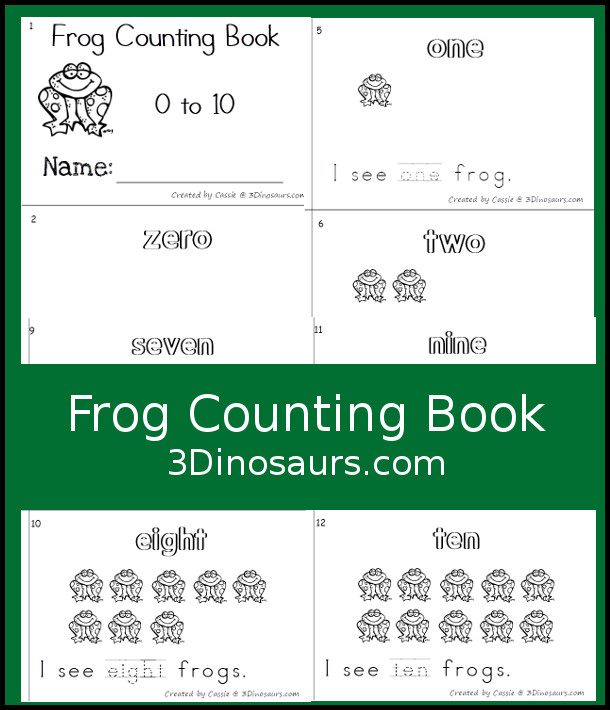 Free Frog Number Word Counting Book Printable - 3Dinosaurs.com