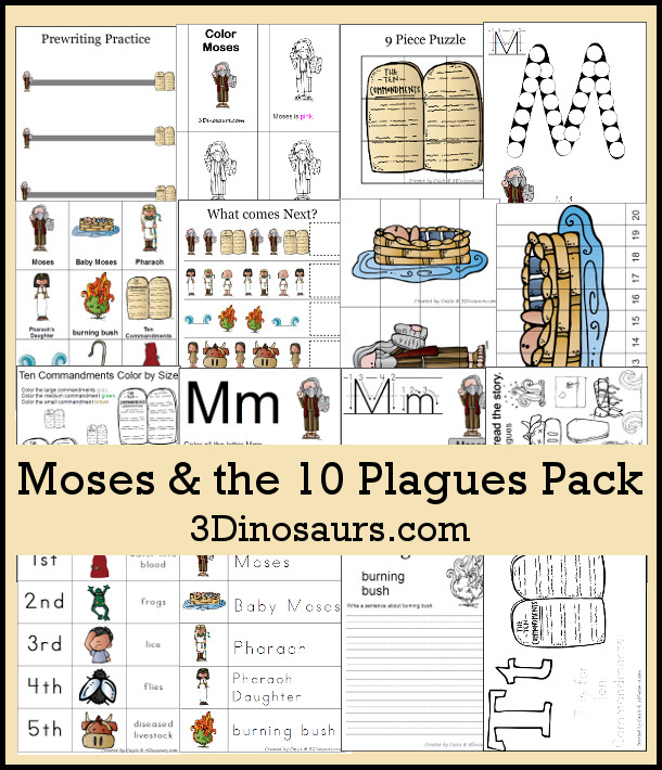 Free Moses & Ten Plagues Pack - over 75 pages of activities - 3Dinosaurs.com