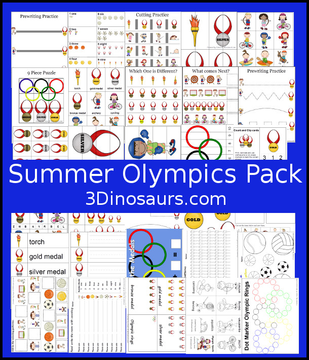 Free Summer Olympics Printables - over 100 pages - 3Dinosaurs.com