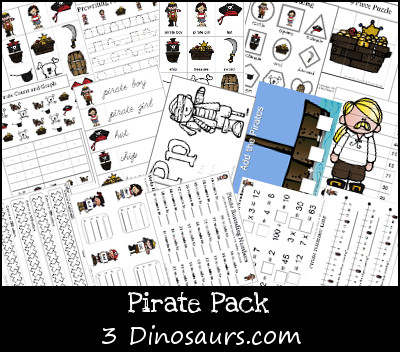 Free Pirate Pack - over 75 pages of activities - 3Dinosaurs.com