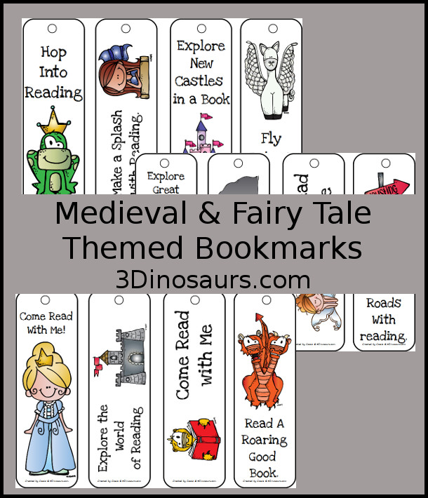 Free Medieval Themed Bookmarks - 12 different bookmarks for kids to use - 3Dinosaurs.com