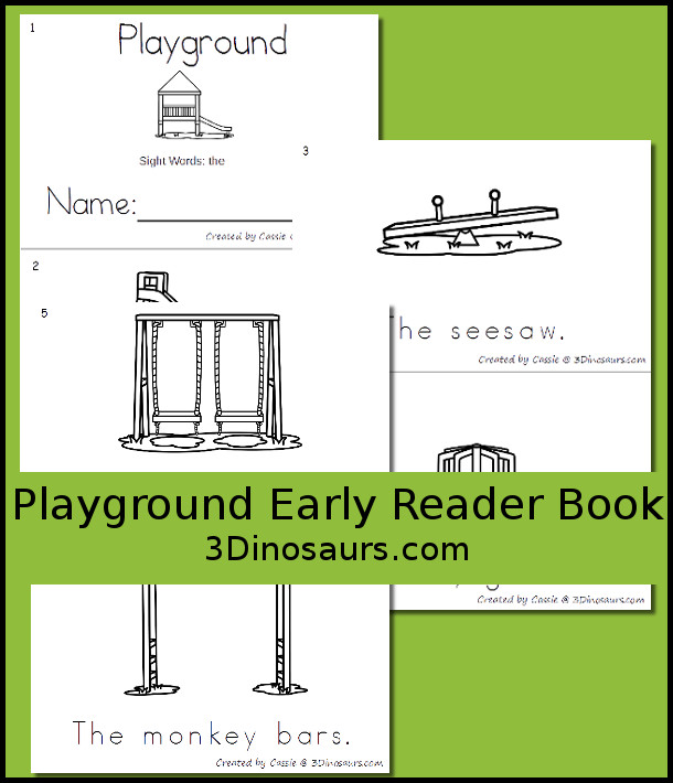 Free Playground Early Reader Book - 6 page book - 3Dinosaurs.com