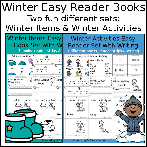 Fun Easy Reader Books With Winter Themes - 6 different books with reading strips, writing and word charts to use with the easy reader books $ - 3Dinosaurs.com