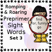 Free Romping & Roaring Preprimer Sight Words Packs Set 3