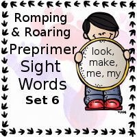 Free Romping & Roaring Preprimer Sight Words Packs Set 6