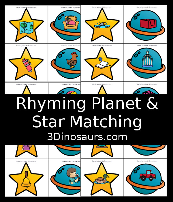 Free Easy to Play Rhyming Planet and Star Matching Game - 3Dinosaurs.com