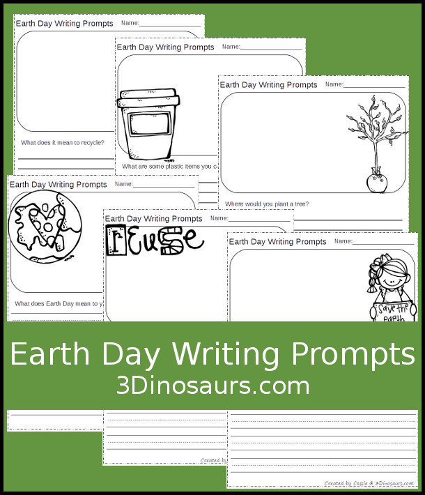 Free Spring Writing Prompts - two different types of lines and 8 different questions - 3Dinosaurs.com