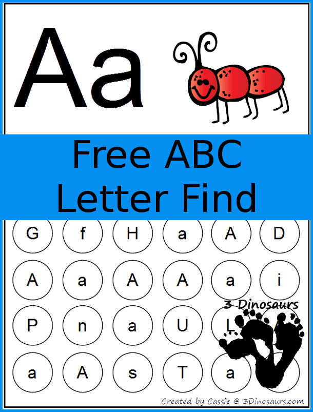 Free ABC Letter Find Printable - 3Dinosaurs.com