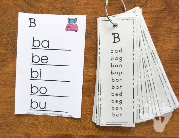 CVC Words By Beginning Sound Bookmarks - A fun way to work on building words with different types words that are similar in easy to use bookmarks and matching phonics ladders to use with the bookmarks - 3Dinosaurs.com #teacherspayteachers #phonicsforkids #learningtoread #cvcwords