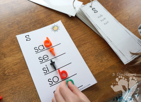 CVC Words By Beginning Sound Bookmarks - A fun way to work on building words with different types words that are similar in easy to use bookmarks and matching phonics ladders to use with the bookmarks - 3Dinosaurs.com #teacherspayteachers #phonicsforkids #learningtoread #cvcwords