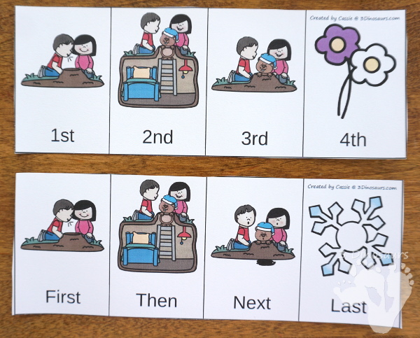 Groundhog Day Sequencing Set -  with clip cards, task cards, no-prep worksheets and easy reader books $ - 3Dinosaurs.com #printablesforkids #sequencingforkids #groundhogday #winterprintables #tpt #teacherspayteachers