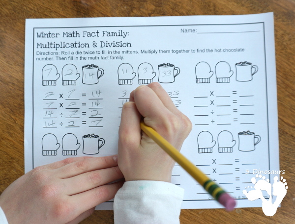 No Prep Winter Addition & Subtraction and Multiplication & Division - 30 pages no-prep printables with a mix of addition and subtraction or multiplication and division activities plus a math center activities - 3Dinosaurs.com #noprepmath #tpt #addition #subtraction #multiplication #division