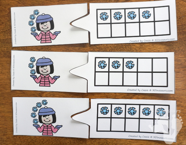 Winter Themed Number Set 1 to 10 - with clip cards, puzzles, no-prep worksheets, easy reader books, playdough mats and more $ - 3Dinosaurs.com #printablesforkids #numbersforkids #handsonlearning #winterprintables #tpt #teacherspayteachers