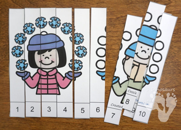 Winter Themed Number Set 1 to 10 - with clip cards, puzzles, no-prep worksheets, easy reader books, playdough mats and more $ - 3Dinosaurs.com #printablesforkids #numbersforkids #handsonlearning #winterprintables #tpt #teacherspayteachers