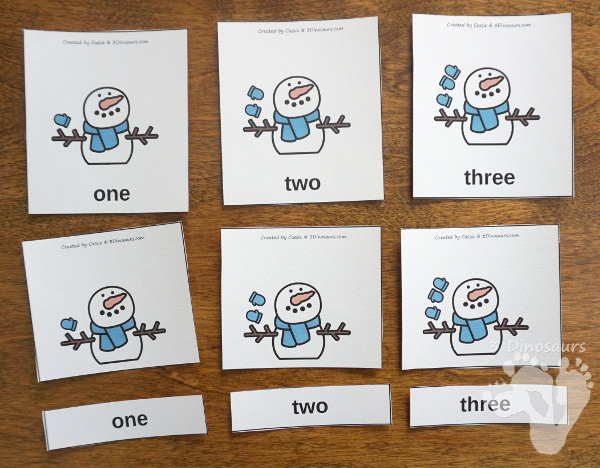 Winter Themed Number Set 1 to 10 - with clip cards, puzzles, no-prep worksheets, easy reader books, playdough mats and more $ - 3Dinosaurs.com #printablesforkids #numbersforkids #handsonlearning #winterprintables #tpt #teacherspayteachers