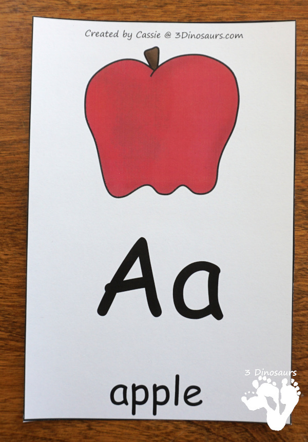 Free ABC Wall Cards - these are great to use with PreK and Kindergarten kids with all 26 letters - 3Dinosaurs.com