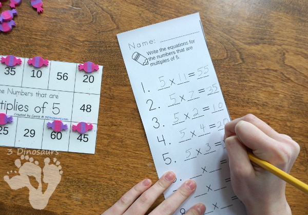 Multiplies of Clip Cards - a fun way to work on multiplication and skip counting numbers with clip cards and recording sheets - 3Dinosaurs.com