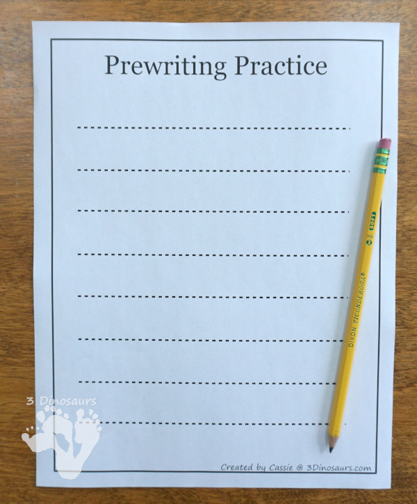 Free Prewriting Practice Printables - 14 different pages to work on fine motor skills for PreK and Kindergarten - 3Dinosaurs.com
