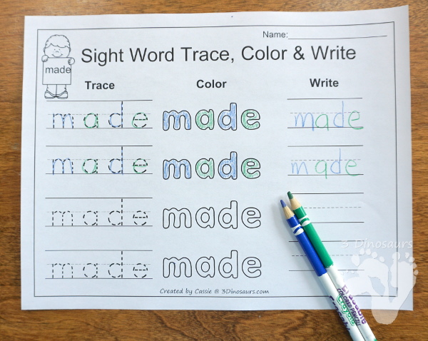 Free Romping & Roaring Second Grade Sight Word Set 6: Made, Many, Off, Or - 3Dinosaurs.com